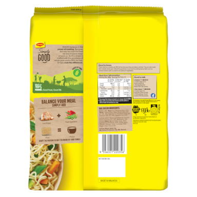 MAGGI 2 Minute Noodles Wholegrain Chicken Flavour 12 pack - Back of pack