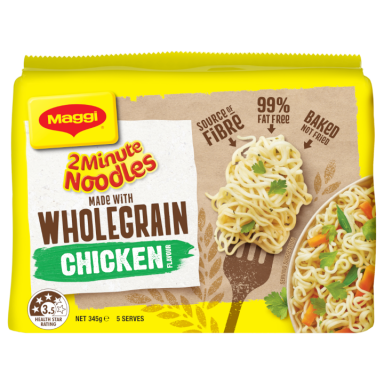 MAGGI 2 Minute Noodles Wholegrain Chicken Flavour 5 pack - Front of pack