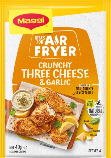 MAGGI AIR FRYER Crunchy Three Cheese & Garlic Seasoned Coating - Front of Pack