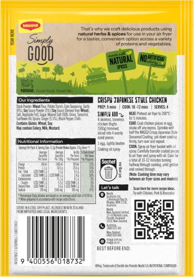 MAGGI AIR FRYER Crispy Japanese Style Seasoned Coating - Back of Pack