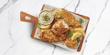 Three Cheese and Garlic Crumbed Fish